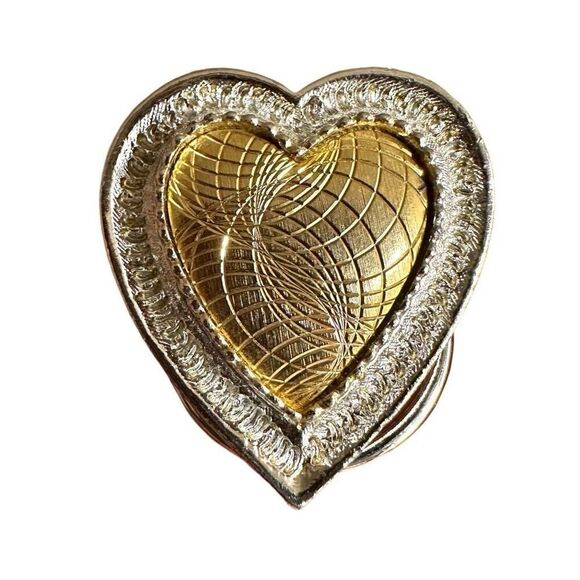Vintage Two Tone heart Scarf Clip - Picture 1 of 6